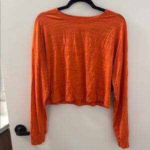 Lululemon Athletica Orange Long Sleeve Crop Blouse